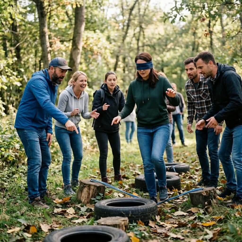 Blind-Führung Übung: Teambuilding im Freien in Hamburg und Usedom.